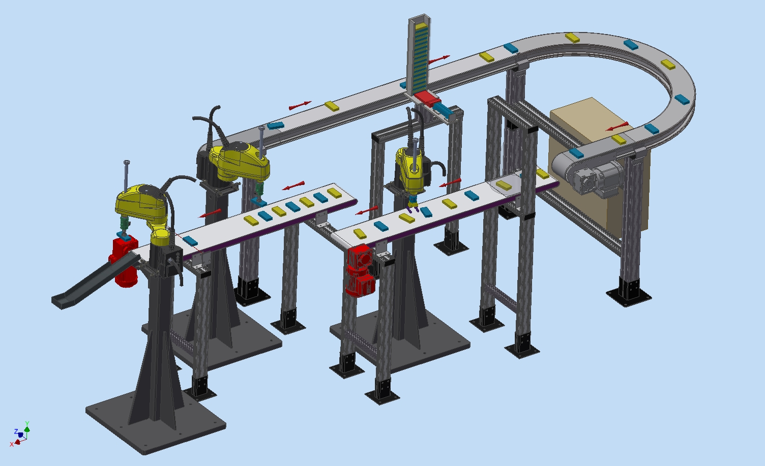 In die kompakte High-Speed-Pick&Place-Anwendung von ASA sind drei Fanuc-Roboter vom Typ SR-3iA integriert. (Bild: ASA Automatisierungs- und Fördersysteme GmbH)