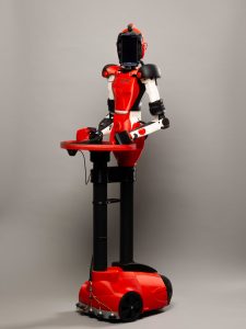 Der Assistenz-Roboter Joey wurde von dem Schweizer Unternehmen Jinn-Bot entwickelt und ist mit der Spracherkennungssoftware von Spitch, ebenfalls ein Schweizer Unternehmen, ausgestattet. (Bild: Pascal Wasinger / Spitch AG)