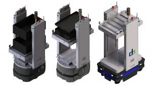 Stapel- und Entstapelaufbau für MIR- und Omron-Roboter