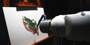 Beim AI Panting Project agiert ein Robotersystem als Maler und fertigt kreative GemÃ¤lde nach konzeptionellen Vorgaben an. (Bild: IBM Japan, Ldt.)