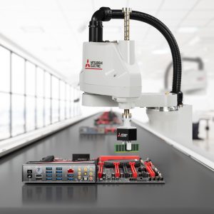Die neuen Roboter der Serie Melfa RH-CR bieten eine platzsparende Scara-Lösung für Robotikeinsteiger. (Bild: Mitsubishi Electric Europe B.V.)